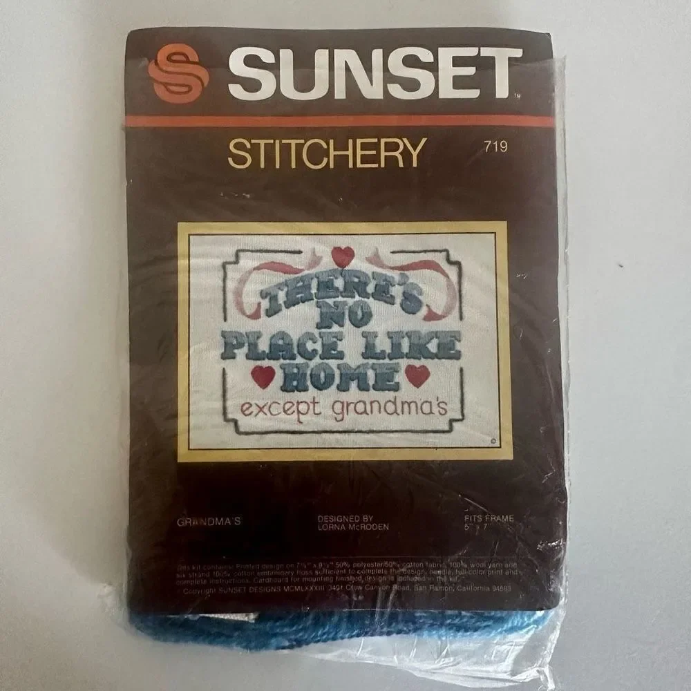 VTG 80’s Completed Stichery/Embroidery There’s No Place Like Home
